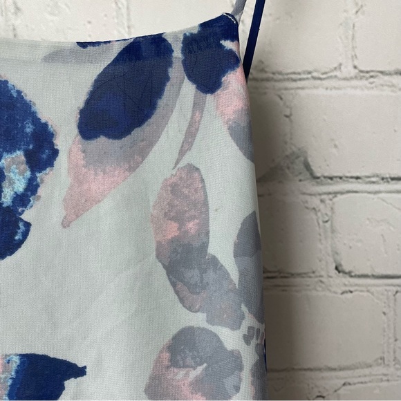 LULUS All I Need Grey Blue and Pink Floral Print Strappy Maxi Dress size large - Picture 10 of 10